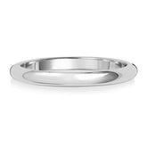 A classic D-shape polished wedding ring in platinum or white gold, shown from the side on a white background.